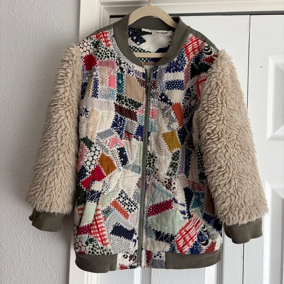 Sea New York Other - Sea New York Girls Patchwork Bomber Quilted Jacket Faux Sherpa Sleeves